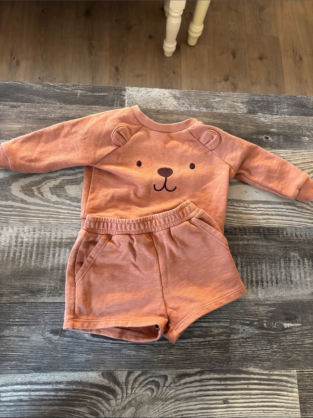 cloud island brownish orangish  Bear Face Pajama Set